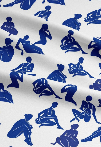 Tela Matisse Blue Nudes Art on Linen por yarda, 58 pulgadas de ancho, 170 GSM, 40s lea