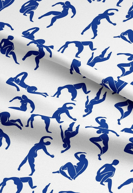 Tela Matisse Blue Nudes Art on Linen por yarda, 58 pulgadas de ancho, 170 GSM, 40s lea