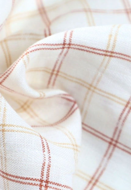 Lin biologique teint en fil, tissé à la main, à carreaux, 58 pouces de large, 183 g/m²