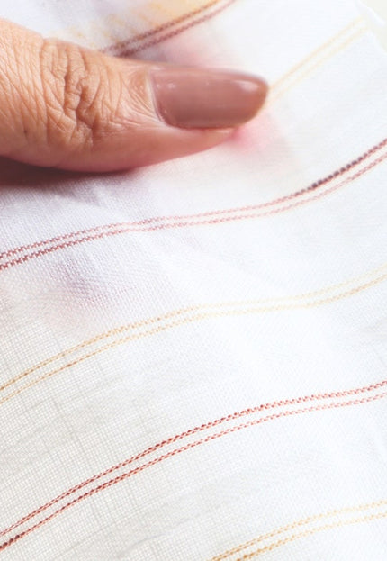 Lino orgánico teñido a mano con hilo rayado, 58 pulgadas de ancho, 183 g/m²