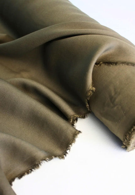 Olive green and Beige Tencel™ Twill Fabric by the yard, 56 inches wide, 145 GSM, Lyocell India