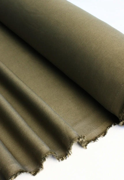Olive green and Beige Tencel™ Twill Fabric by the yard, 56 inches wide, 145 GSM, Lyocell India