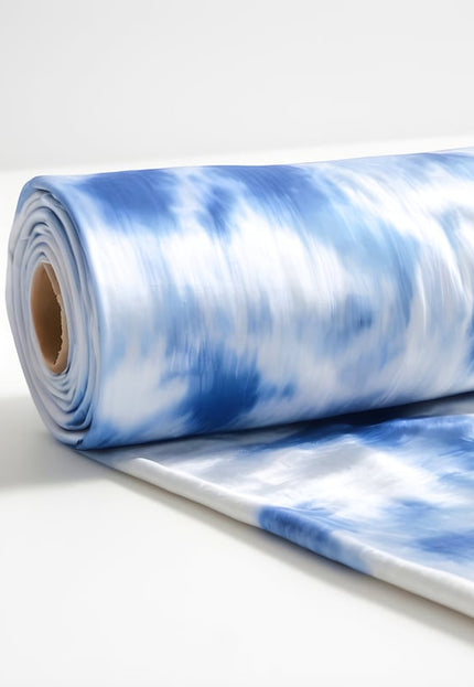 Indigo Cloud-Dye on Vegan Lotus Silk Fabric, 44 inches wide, 152 GSM