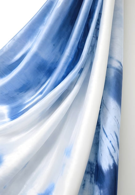 Indigo Cloud-Dye on Vegan Lotus Silk Fabric, 44 inches wide, 152 GSM