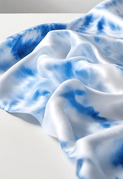 Indigo Cloud-Dye on Vegan Lotus Silk Fabric, 44 inches wide, 152 GSM