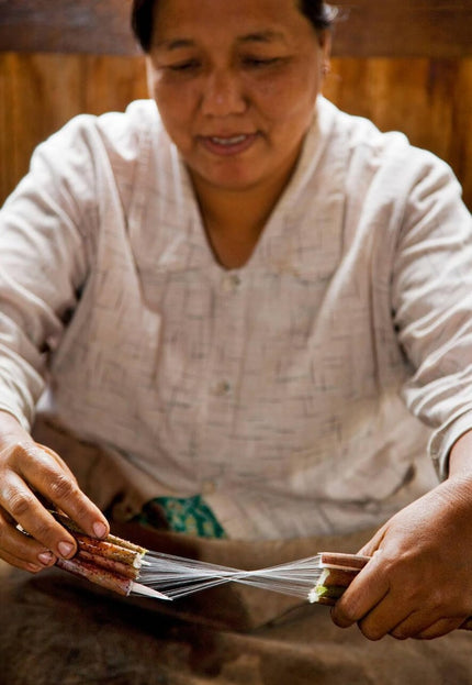 Indigo Cloud-Dye on Vegan Lotus Silk Fabric, 44 inches wide, 152 GSM