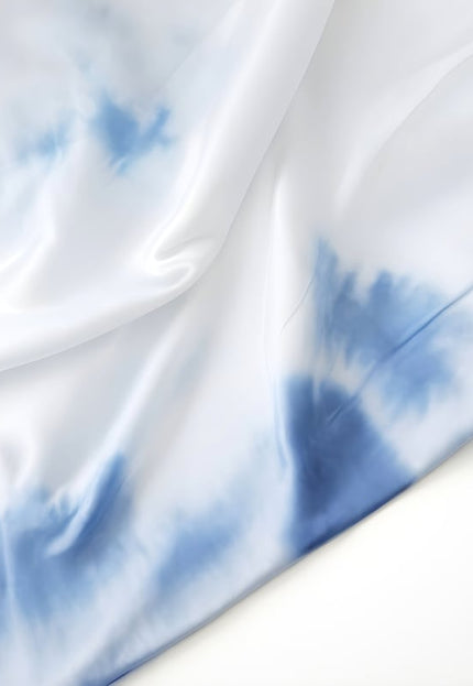 Indigo Cloud-Dye on Vegan Lotus Silk Fabric, 44 inches wide, 152 GSM