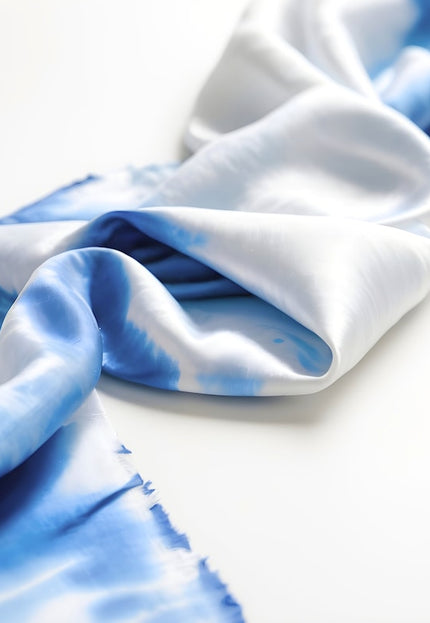 Indigo Cloud-Dye on Vegan Lotus Silk Fabric, 44 inches wide, 152 GSM