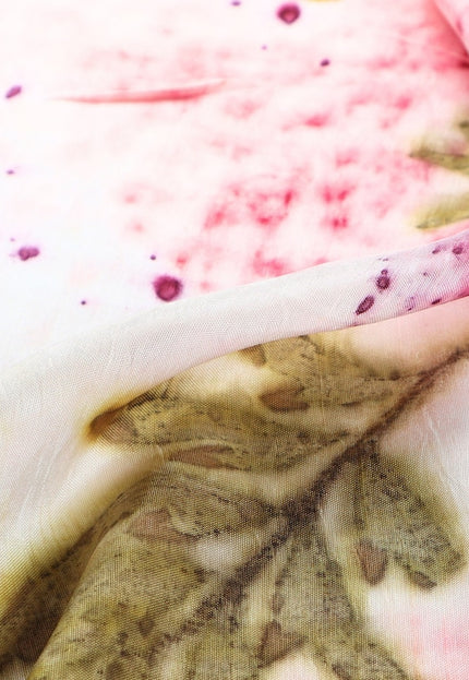 Tela de seda morera tejida a mano con hojas de verano, ecoimpresa, por yarda, 44 pulgadas de ancho, 108 GSM