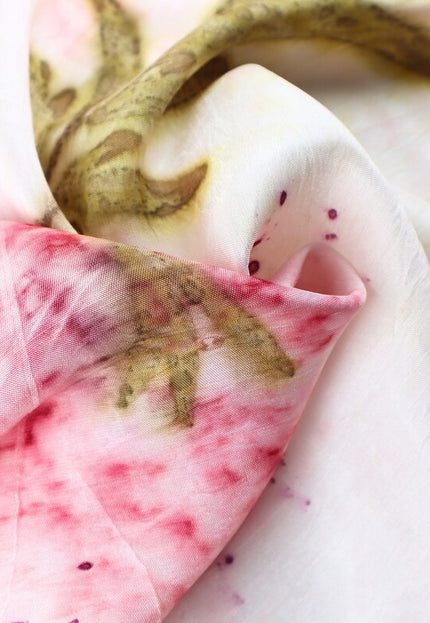 Tela de seda morera tejida a mano con hojas de verano, ecoimpresa, por yarda, 44 pulgadas de ancho, 108 GSM