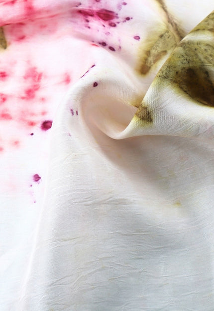 Tela de seda morera tejida a mano con hojas de verano, ecoimpresa, por yarda, 44 pulgadas de ancho, 108 GSM