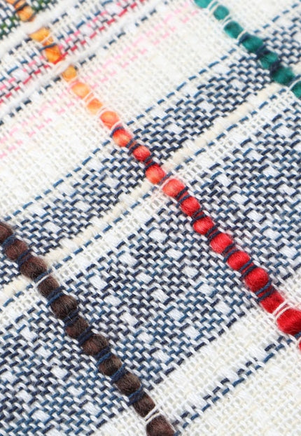 Rayas coloridas sobre lana de yak tejida a mano mezclada con tejido Jacquard de cáñamo por yarda, 54 pulgadas de ancho, 466 GSM