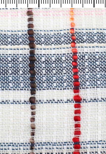 Rayas coloridas sobre lana de yak tejida a mano mezclada con tejido Jacquard de cáñamo por yarda, 54 pulgadas de ancho, 466 GSM