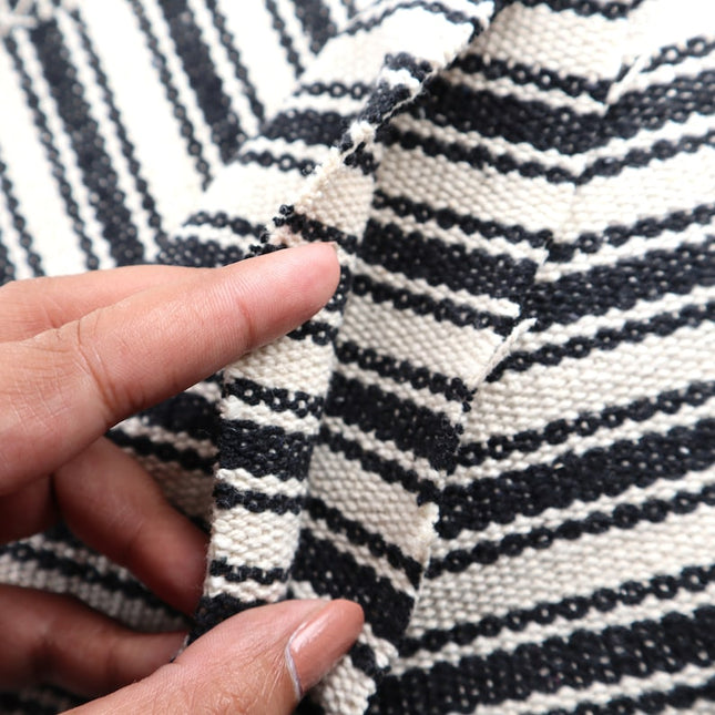 Tissu jacquard en chanvre et coton tissé à la main au mètre, 45 pouces, 306 g/m²