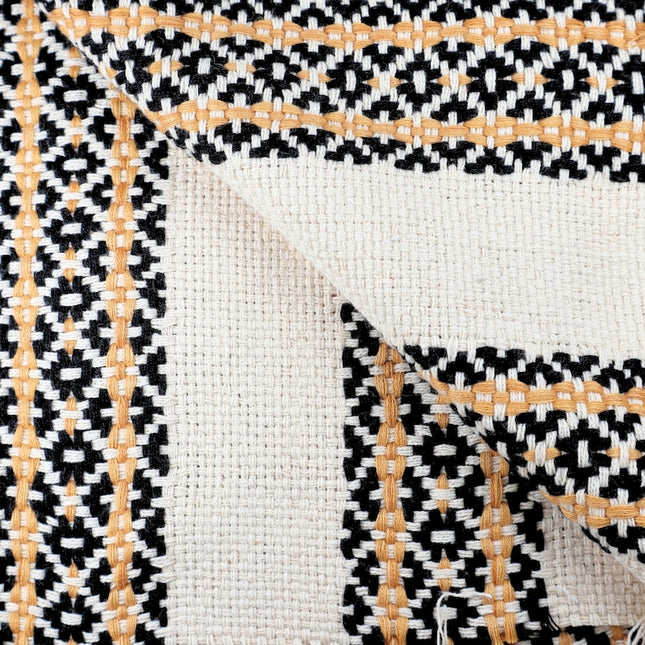 Tissu jacquard tissé à la main en chanvre et coton mélangé au mètre, 45 pouces de large, 340 g/m²