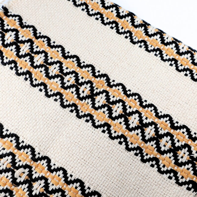 Tissu jacquard tissé à la main en chanvre et coton mélangé au mètre, 45 pouces de large, 340 g/m²