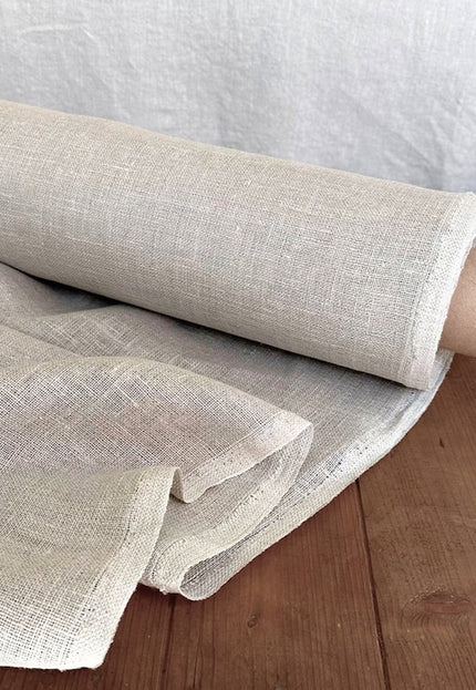 Tela de cáñamo orgánico color crudo, 210 g/m², 58 pulgadas de ancho