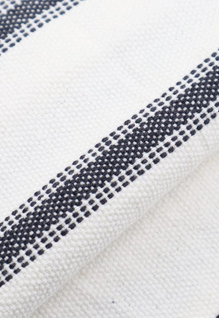 Diseño de rayas negras sobre tela de algodón Kala tejida a mano - 45 pulgadas de ancho, 280 GSM, 40 s/2 hilos