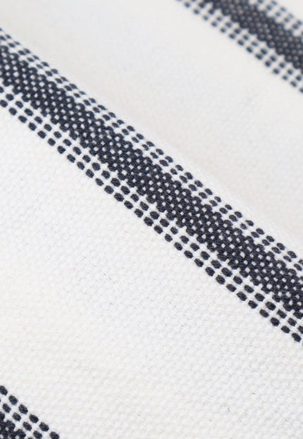 Diseño de rayas negras sobre tela de algodón Kala tejida a mano - 45 pulgadas de ancho, 280 GSM, 40 s/2 hilos