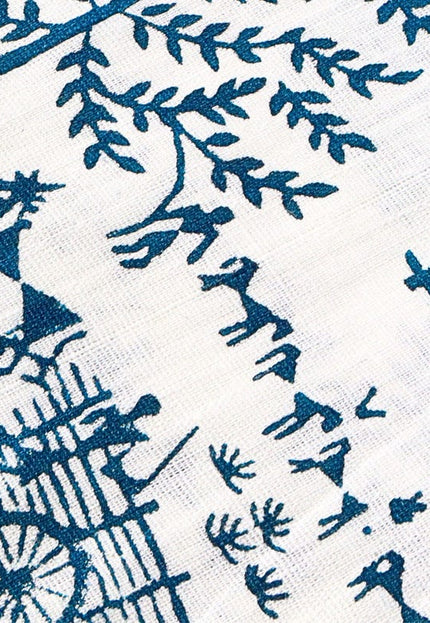 Bloque índigo Warli impreso en tela de algodón Kala, 36 pulgadas de ancho, 219 GSM
