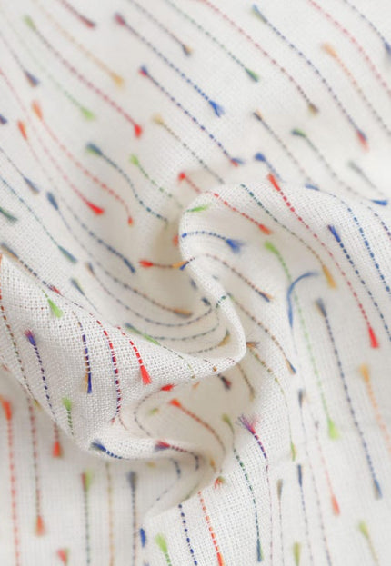 Motivos de lluvia de meteoritos multicolores sobre tela de algodón de muselina de Bengala por yarda, 45 pulgadas de ancho, 157 GSM