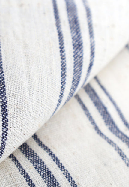 Tissu en coton Kala teint à la main à rayures indigo, 45 pouces de large, 166 g/m², coton biologique, certifié OEKO-TEX Standard 100, pur