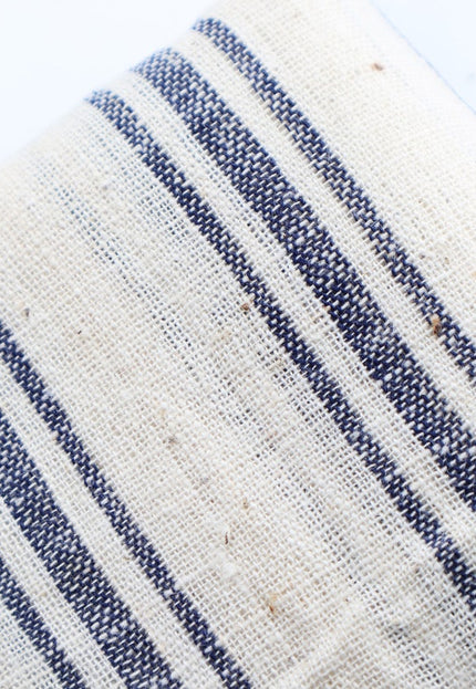 Tissu en coton Kala teint à la main à rayures indigo, 45 pouces de large, 166 g/m², coton biologique, certifié OEKO-TEX Standard 100, pur