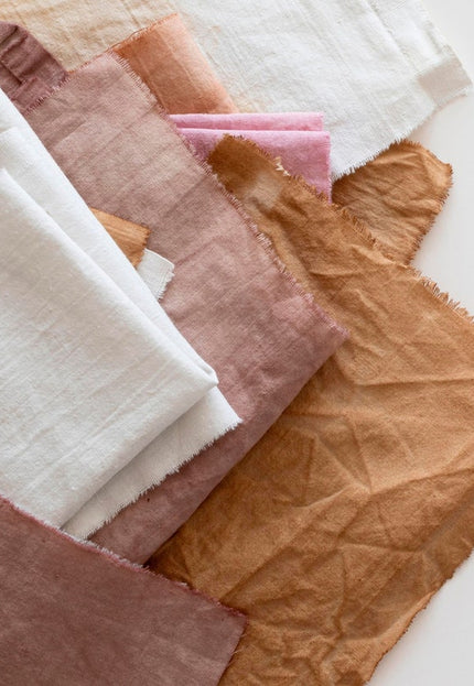 Tejidos de algodón Kala teñidos naturalmente (muestras tamaño A4) - 7 tejidos teñidos naturalmente, muestras de tela de algodón Kala tejida a mano de 40 hilos, 166 g/m²