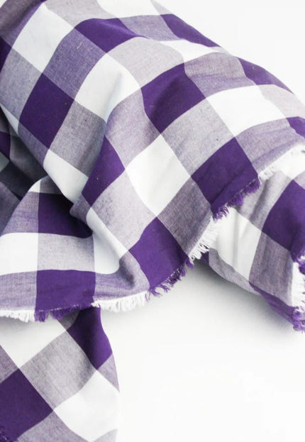 Tela de algodón Kala Gingham tejida a mano con estampado a cuadros por yarda, 45 pulgadas de ancho, 166 GSM