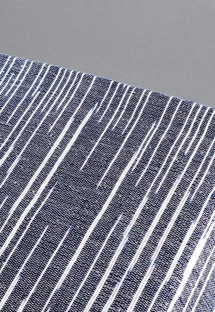 Tissu denim tissé à la main bleu indigo japonais avec rayures blanches au mètre, 45 pouces de large, 300 g/m²