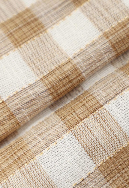 Tissu en coton Kala tissé à la main à carreaux marron, au mètre, 45 pouces de large, 184 g/m²
