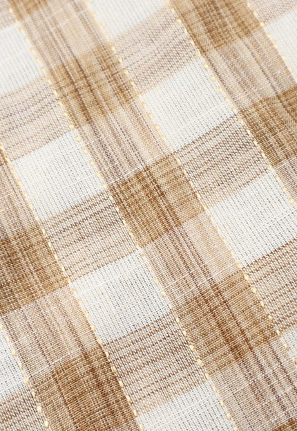Tissu en coton Kala tissé à la main à carreaux marron, au mètre, 45 pouces de large, 184 g/m²