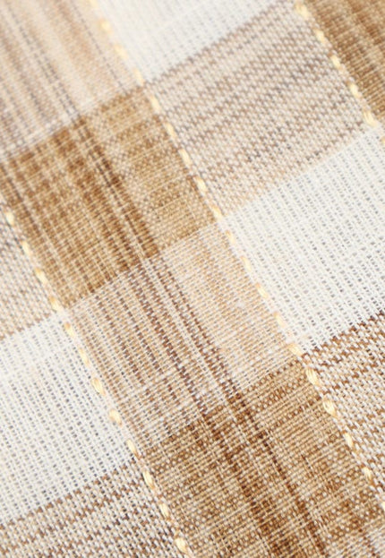 Tissu en coton Kala tissé à la main à carreaux marron, au mètre, 45 pouces de large, 184 g/m²