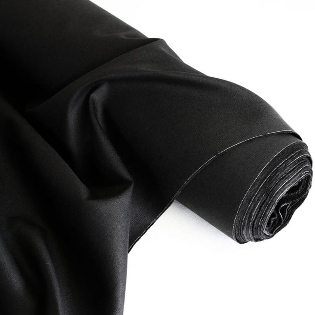 Black Poplin Organic Cotton Fabric by the yard, 58 inches wide, 150 GSM