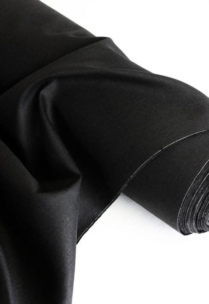 Black Poplin Organic Cotton Fabric by the yard, 58 inches wide, 150 GSM