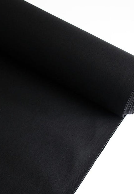 Black Poplin Organic Cotton Fabric by the yard, 58 inches wide, 150 GSM