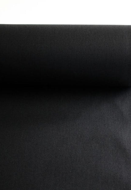 Black Poplin Organic Cotton Fabric by the yard, 58 inches wide, 150 GSM