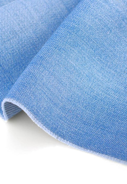 Tela vaquera de algodón orgánico azul cielo lavada a piedra por yarda, 58 pulgadas de ancho, 258 GSM