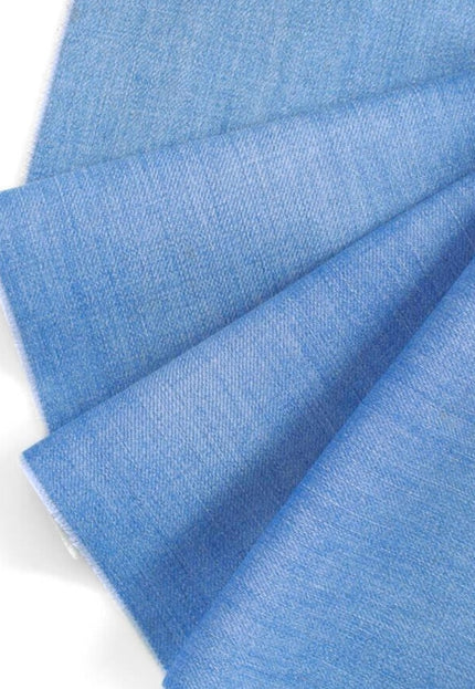 Tela vaquera de algodón orgánico azul cielo lavada a piedra por yarda, 58 pulgadas de ancho, 258 GSM