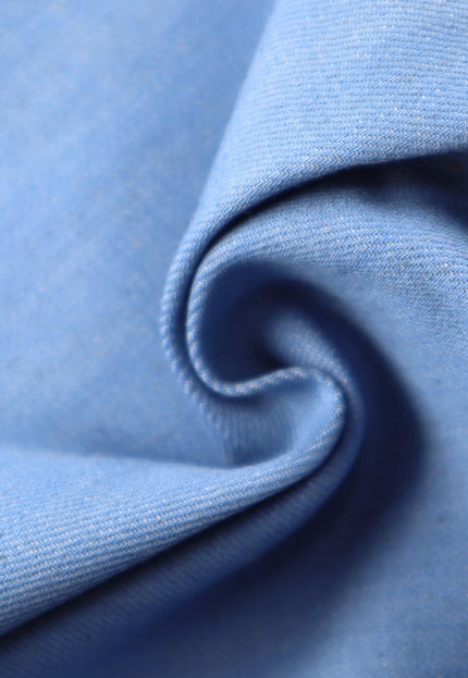 Tela vaquera de algodón orgánico azul cielo lavada a piedra por yarda, 58 pulgadas de ancho, 258 GSM