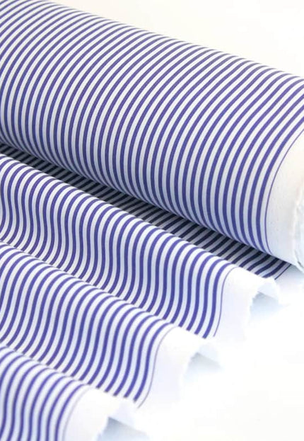 Rayas azul marino sobre tela de popelina de algodón orgánico por yarda, 58 pulgadas de ancho, 150 GSM