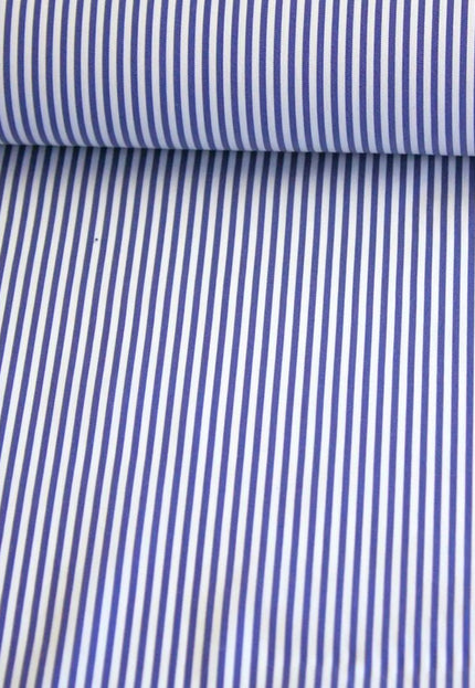 Rayas azul marino sobre tela de popelina de algodón orgánico por yarda, 58 pulgadas de ancho, 150 GSM