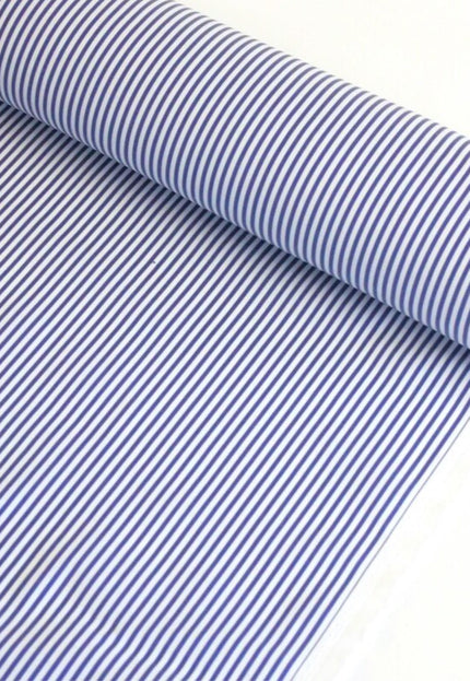 Rayas azul marino sobre tela de popelina de algodón orgánico por yarda, 58 pulgadas de ancho, 150 GSM