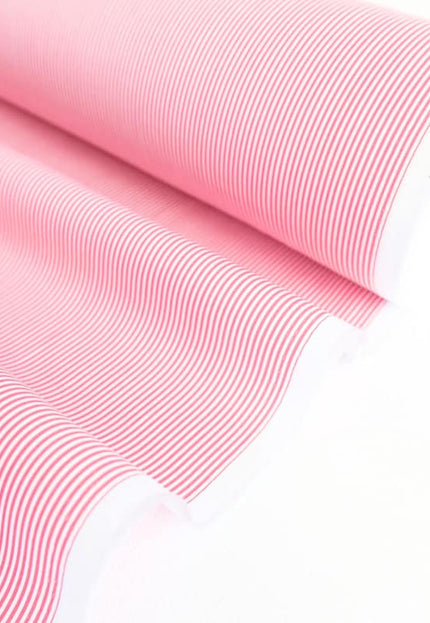Rayas rosas sobre tela de popelina de algodón orgánico por yarda, 58 pulgadas de ancho, 150 GSM