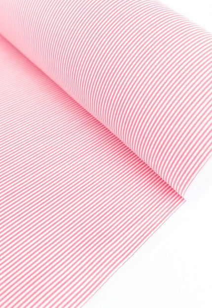 Rayas rosas sobre tela de popelina de algodón orgánico por yarda, 58 pulgadas de ancho, 150 GSM