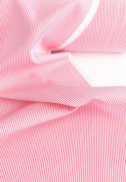 Rayas rosas sobre tela de popelina de algodón orgánico por yarda, 58 pulgadas de ancho, 150 GSM