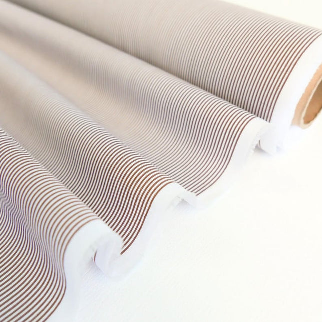 Brown Stripes on Organic Cotton Poplin Fabric by the yard, 58 inches wide, 150 GSM