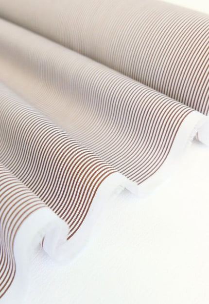 Brown Stripes on Organic Cotton Poplin Fabric by the yard, 58 inches wide, 150 GSM