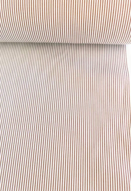 Brown Stripes on Organic Cotton Poplin Fabric by the yard, 58 inches wide, 150 GSM