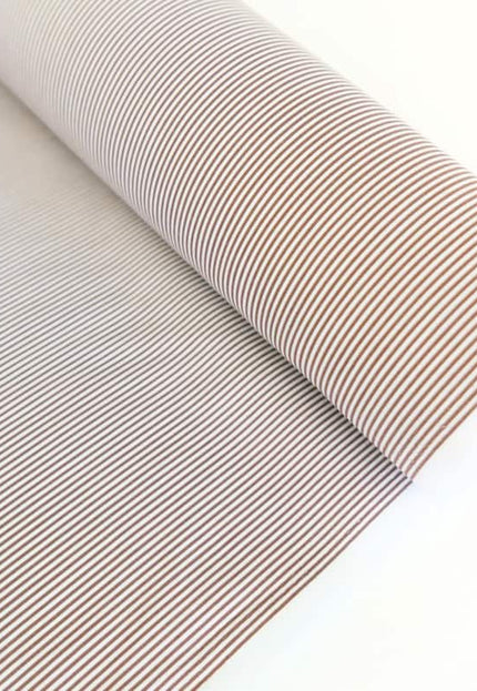 Brown Stripes on Organic Cotton Poplin Fabric by the yard, 58 inches wide, 150 GSM